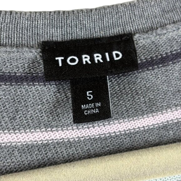 Torrid Gray Striped Open Front Cardigan Duster Sweater Women's Plus Size 5X - Picture 6 of 8